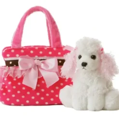 Toys-8" Fancy Pink Polka Dot Pet Carrier with Puppy Aurora Plush Stuffed Animal - Your Source for Gaming Essentials