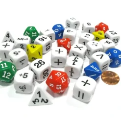 Dice-31 Piece Math Classroom Dice Set - Add Subtract Multiply Divide Whole Fractions - Your Source for Gaming Essentials