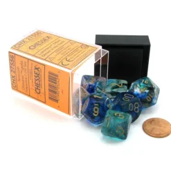 Dice-7 Piece Polyhedral DnD Nebula Dice Set with Luminary - Oceanic with Gold Numbers - Your Source for Gaming Essentials