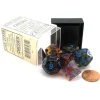 Dice-7 Piece Polyhedral DnD Nebula Dice Set with Luminary - Primary with Blue Numbers - Your Source for Gaming Essentials