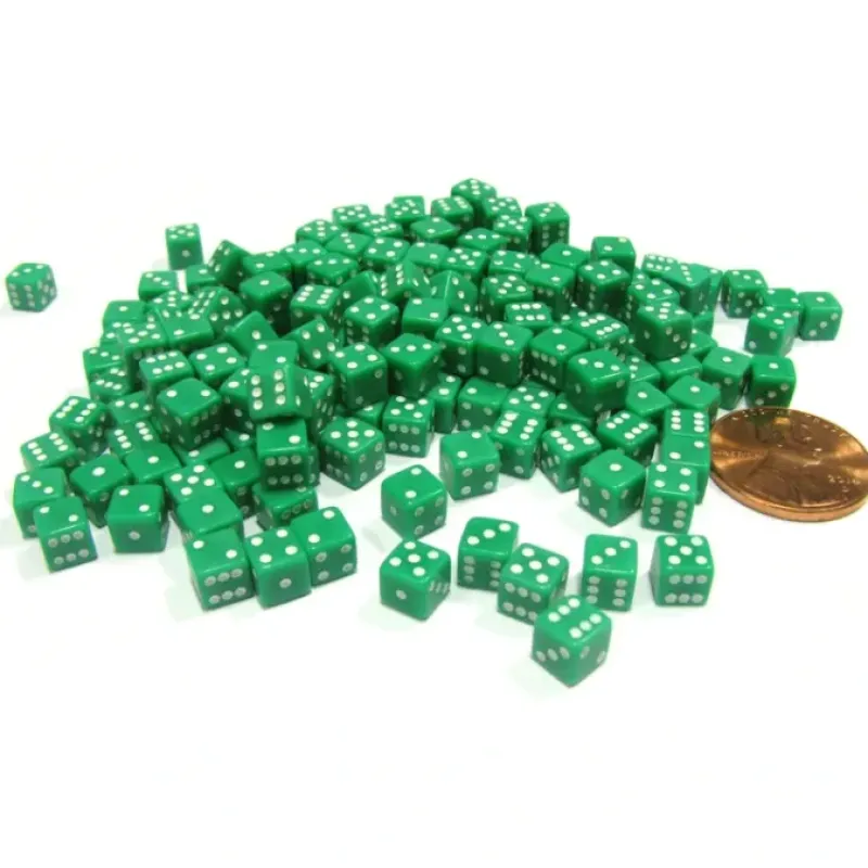 Dice-200 Six Sided D6 5mm .197 Inch Die Small Tiny Mini Miniature Green Dice - Your Source for Gaming Essentials