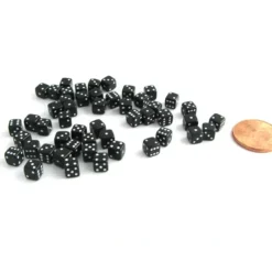 Dice-50 Six Sided D6 5mm .197 Inch Die Small Tiny Mini Miniature Black Dice - Your Source for Gaming Essentials