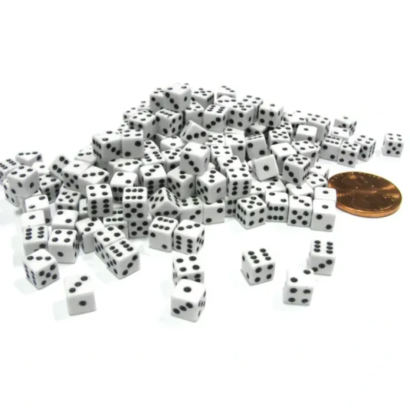 Dice-200 Six Sided D6 5mm .197 Inch Die Small Tiny Mini Miniature White Dice - Your Source for Gaming Essentials