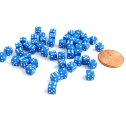 Dice-50 Six Sided D6 5mm .197 Inch Die Small Tiny Mini Miniature Blue Dice - Your Source for Gaming Essentials