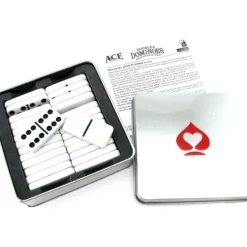 Board Games-Ace Double Six Dominoes Game in Tin Case for 2 to 4 Players - 28 Dominoes - Your Source for Gaming Essentials