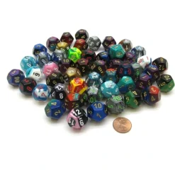 Dice-Bag of 50 Assorted Loose Gemini D12 Chessex Dice - Your Source for Gaming Essentials