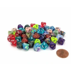 Dice-Bag of 50 Assorted Loose Mini 10mm D10 Dice - Your Source for Gaming Essentials