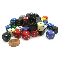 Dice-Bag of 50 Assorted Loose Opaque 12mm D6 Dice - Your Source for Gaming Essentials