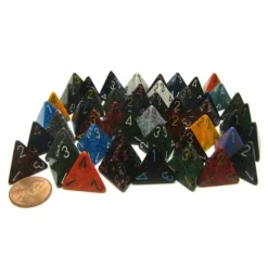 Dice-Bag of 50 Assorted Loose Speckled Polyhedral 17mm D4 Dice - Your Source for Gaming Essentials