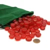 Board Games-Bag of 100 Blood Stone Gaming Glass Stones with Green 6x9" Cloth Storage Bag - Your Source for Gaming Essentials