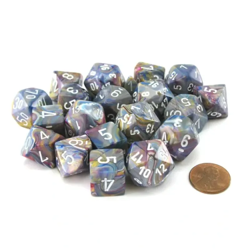 Dice-Bag of 20 Festive Polyhedral Dice - Carousel with White Numbers - Your Source for Gaming Essentials