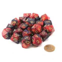 Dice-Bag of 20 Gemini Polyhedral Dice - Purple-Red with Gold Numbers - Your Source for Gaming Essentials