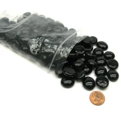 Board Games-Bag of 100 Glass Stones Game Markers - Black - Your Source for Gaming Essentials