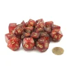 Dice-Bag of 20 Glitter Polyhedral Dice - Ruby with Gold Numbers - Your Source for Gaming Essentials