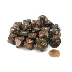 Dice-Bag of 20 Scarab Polyhedral Dice - Blue-Blood with Gold Numbers - Your Source for Gaming Essentials