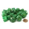 Dice-Bag of 20 Vortex Polyhedral Dice - Green with Gold Numbers - Your Source for Gaming Essentials