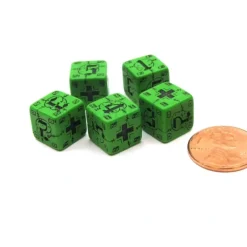 Dice-Battle Dice German 11mm D6 6-Sided 5 Piece Set - Green with Black Etches - Your Source for Gaming Essentials