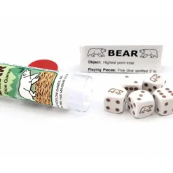 Dice-Beige Bear Dice Game in Travel Tube - Your Source for Gaming Essentials