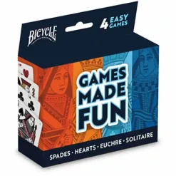 Cards-Bicycle 4-Game Pack (Hearts Spades Euchre and Solitaire) - Your Source for Gaming Essentials