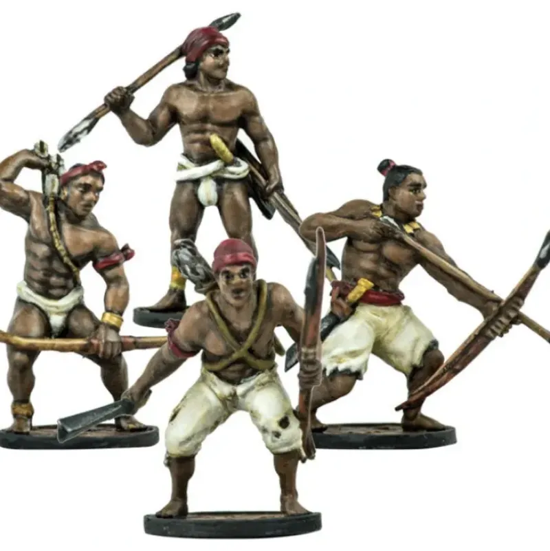 Blood & Plunder Native American African Warriors Unit (4) Unpainted Metal Minis - Your Source for Gaming Essentials New