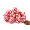 Dice>Blood & Plunder Pack of 12 D10 Spanish Nationality Dice - Red with White - Your Source for Gaming Essentials