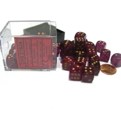 Dice-Borealis #2 12mm D6 Chessex Dice Block (36 Dice) - Magenta with Gold Pips - Your Source for Gaming Essentials