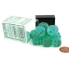 Dice-Borealis #2 16mm D6 Chessex Dice Block (12 Dice) - Light Green with Gold Pips - Your Source for Gaming Essentials