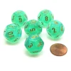 Dice-Borealis 18mm 12 Sided D12 Chessex Dice, 6 Pieces - Light Green with Gold - Your Source for Gaming Essentials