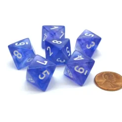 Dice-Borealis 15mm 8 Sided D8 Chessex Dice, 6 Pieces - Purple with White - Your Source for Gaming Essentials