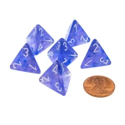 Dice-Borealis 18mm 4 Sided D4 Chessex Dice, 6 Pieces - Purple with White - Your Source for Gaming Essentials