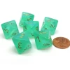 Dice-Borealis 15mm 8 Sided D8 Chessex Dice, 6 Pieces - Light Green with Gold - Your Source for Gaming Essentials