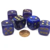 Dice>Borealis 20mm Big D6 Chessex Dice, 6 Pieces - Royal Purple with Gold Pips - Your Source for Gaming Essentials