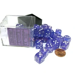 Dice-Borealis 12mm D6 Chessex Dice Block (36 Dice) - Purple with White Pips - Your Source for Gaming Essentials