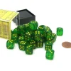Dice-Borealis 12mm D6 Chessex Dice Block (36 Dice) - Maple Green with Yellow Pips - Your Source for Gaming Essentials
