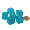 Dice>Borealis 15mm D6 Polyhedral Chessex Dice, 6 Pieces - Teal with Gold Numbers - Your Source for Gaming Essentials