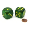 Dice>Borealis 30mm Large D6 Chessex Dice, 2 Pieces - Maple Green with Yellow Pips - Your Source for Gaming Essentials