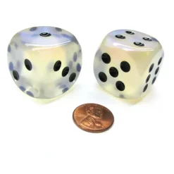 Dice>Borealis 30mm Large D6 Chessex Dice, 2 Pieces - Aquerple with Black Pips - Your Source for Gaming Essentials