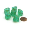 Dice-Borealis 16mm Tens D10 (00-90) Chessex Dice, 6 Pieces - Light Green with Gold - Your Source for Gaming Essentials