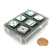 Dice>Box of 6 Zinc Metal Alloy D6 15mm Heavy Dice - Green Pips - Your Source for Gaming Essentials