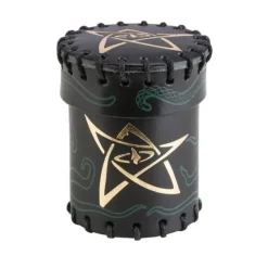Dice-Call of Cthulhu Leather Dice Cup - Black/Green with Gold Leather - Your Source for Gaming Essentials