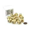 Dice>Case of 12 Deluxe Opaque 16mm Round Edge Dice - Ivory with Black Pips - Your Source for Gaming Essentials