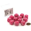 Dice>Case of 12 Deluxe Opaque 16mm Round Edge Dice - Pink with White Pips - Your Source for Gaming Essentials