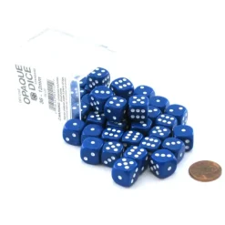 Dice>Case of 36 Deluxe Opaque Small 12mm Round Edge Dice - Blue with White Pips - Your Source for Gaming Essentials