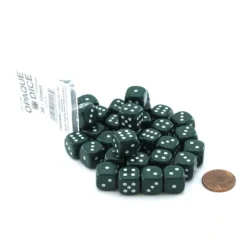 Dice>Case of 36 Deluxe Opaque Small 12mm Round Edge Dice - Green with White Pips - Your Source for Gaming Essentials