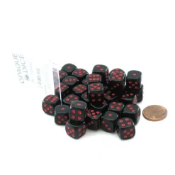 Dice>Case of 36 Deluxe Opaque Small 12mm Round Edge Dice - Black with Red Pips - Your Source for Gaming Essentials