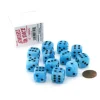 Dice>Case of 12 Deluxe Swirl 16mm Round Edge Dice - Ice Blue with Black Pips - Your Source for Gaming Essentials