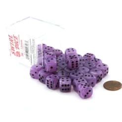 Dice>Case of 36 Deluxe Swirl Small 12mm Round Edge Dice - Ice Purple with Black Pips - Your Source for Gaming Essentials