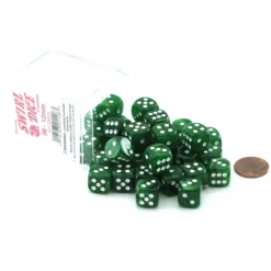 Dice>Case of 36 Deluxe Swirl Small 12mm Round Edge Dice - Ice Green with White Pips - Your Source for Gaming Essentials