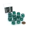Dice>Case of 12 Deluxe Transparent 16mm Round Edge Dice - Green with White Pips - Your Source for Gaming Essentials