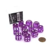 Dice>Case of 12 Deluxe Transparent 16mm Round Edge Dice - Purple with White Pips - Your Source for Gaming Essentials